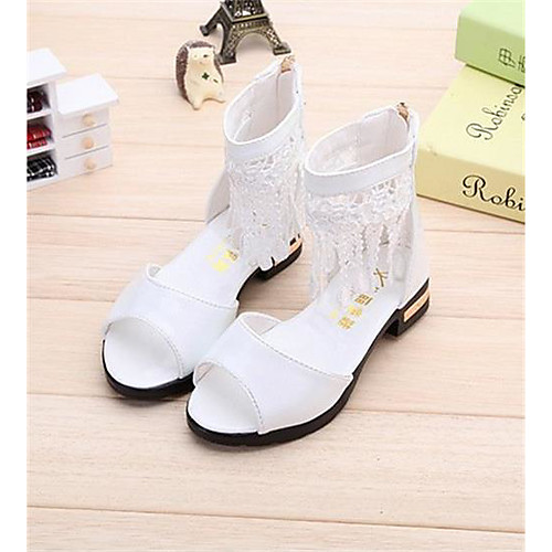 

Girls' Sandals Princess Shoes PU Little Kids(4-7ys) Big Kids(7years ) Daily Walking Shoes White Black Pink Summer