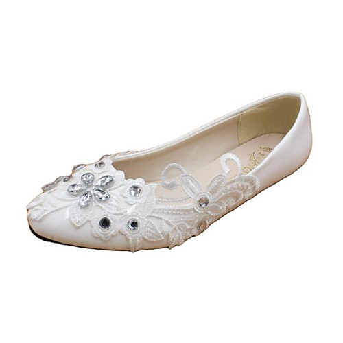 

Women's Wedding Shoes Flat Heel Round Toe Wedding Flats Wedding Walking Shoes PU Rhinestone Lace Floral Flat bottom [2020 version standard code] 3 cm heel [standard size] 5 cm heel [standard size]