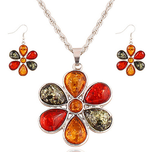 

Women's Jewelry Set 3D Flower Fashion Resin Gold Plated Earrings Jewelry Rainbow For Christmas Wedding Halloween Party Evening Gift 1 set