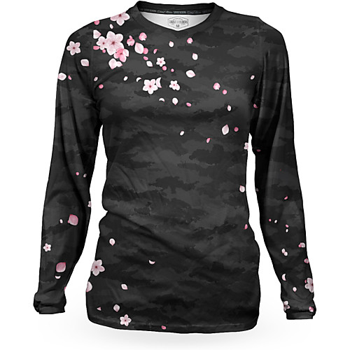 

Women's Long Sleeve Downhill Jersey Winter Black Floral Botanical Bike Top Mountain Bike MTB Road Bike Cycling Breathable Quick Dry Sports Clothing Apparel / Stretchy / Athleisure