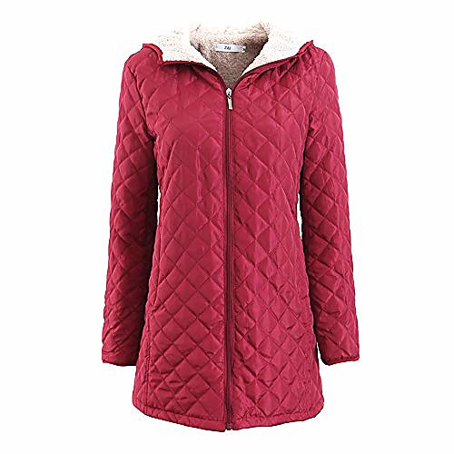

Womens Quilted Jacket,Mid-Long Fleece Quilted Padded Coats with Hooded Red Tag 3XL-UK XXL