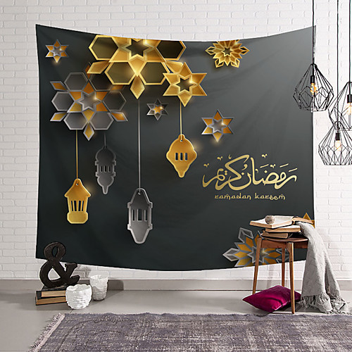 

Eid Mubarak Wall Tapestry Islamic Muslim Ramadan Art Decor Blanket Curtain Hanging Home Bedroom Living Room Decoration Oranament Polyester