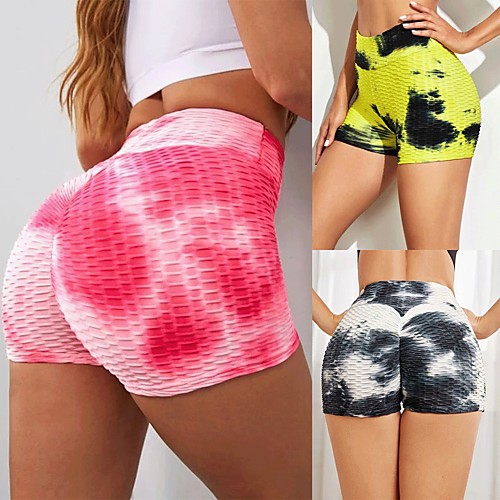 

Women's Running Shorts Athletic Bottoms Tie Dye Spandex Gym Workout Running Jogging Training Exercise Breathable Quick Dry Moisture Wicking Sport Tie Dye Black Blue Yellow Blushing Pink