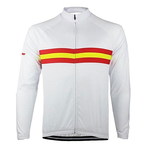 

21Grams Men's Long Sleeve Cycling Jacket Winter White Stripes Bike Jacket Mountain Bike MTB Road Bike Cycling Breathable Sports Clothing Apparel / Stretchy / Athletic