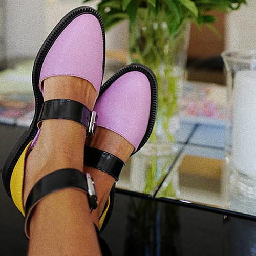 

women colorblock slip resistant buckle stylish flats