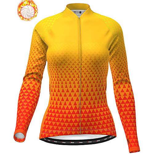 

21Grams Women's Long Sleeve Cycling Jacket Winter Fleece Yellow Bike Jacket Top Mountain Bike MTB Road Bike Cycling Thermal Warm Fleece Lining Breathable Sports Clothing Apparel / Stretchy