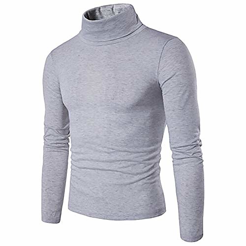 

Autumn and Winter New Casual Bottoming Shirt Slim Long-Sleeved Solid Color T-Shirt Fashion Simple and Generous Fake Two-Piece Design Casual New Turtleneck Gray