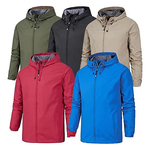 

Men's Hoodie Jacket Hiking Softshell Jacket Hiking Windbreaker Outdoor Waterproof Lightweight Windproof Breathable Jacket Top Fishing Hiking Climbing Black Red Army Green Dark Gray Orange / Quick Dry