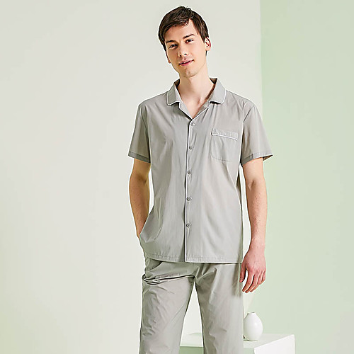 

Men's Hiking Shirt with Pants Short Sleeve Top Bottoms Outdoor Lightweight Breathable Quick Dry Sweat wicking Summer Light Gray Sky Blue Hunting Fishing Climbing