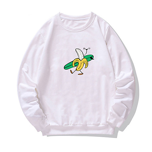 

Men's Pullover Sweatshirt Fruit Print Daily Weekend Other Prints Casual Hoodies Sweatshirts White Black Purple
