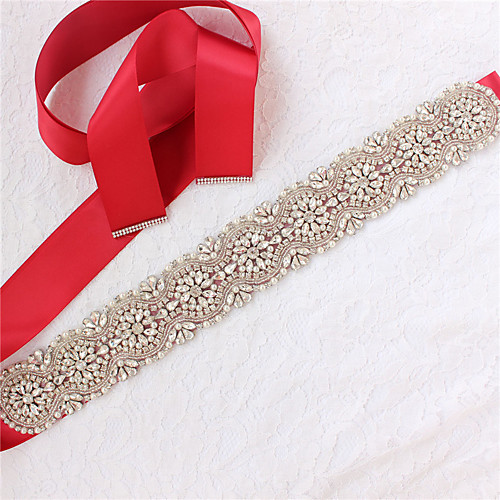 

Satin / Tulle Wedding / Party / Evening Sash With Belt / Appliques / Crystals / Rhinestones Women's Sashes
