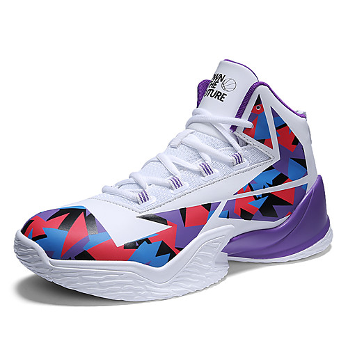 

Men's Trainers Athletic Shoes Sporty Outdoor Basketball Shoes PU Non-slipping Black and White White / Purple Black Fall Spring