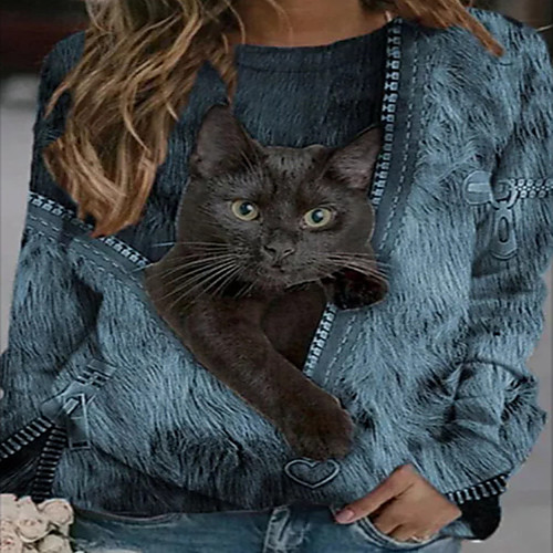 

Women's Plus Size Patchwork Print Animal Blouse Large Size Round Neck Long Sleeve Tops Big Size
