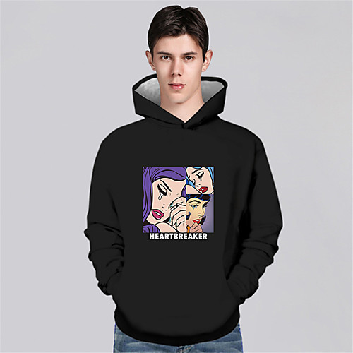 

Men's Pullover Hoodie Sweatshirt Cartoon Graphic Prints Print Sports & Outdoor Daily 3D Print Casual Hoodies Sweatshirts Black