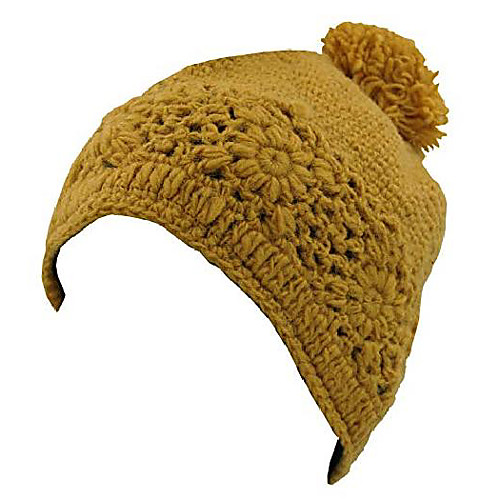 

Nepal Hand Knit Beanie Skull Ski Wool Fleeced Hat (Mustard)