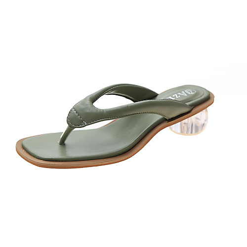 

Women's Sandals Chunky Heel Square Toe Casual Daily PU Solid Colored White Green