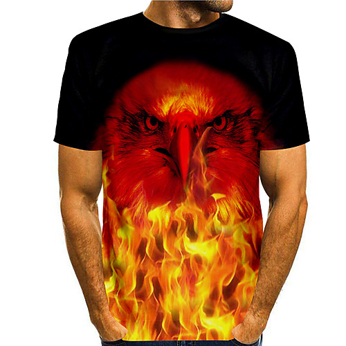 

Men's T shirt 3D Print Graphic Eagle Animal Print Short Sleeve Daily Tops Basic Casual Orange