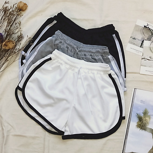 

Women's Running Shorts Athletic Bottoms Split with White Trim Gym Workout Running Jogging Training Exercise Breathable Quick Dry Moisture Wicking Sport Stripes Solid Colored White / Black White Black