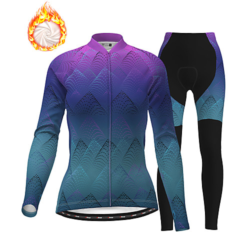 

21Grams Women's Long Sleeve Cycling Jersey with Tights Winter Fleece Polyester Purple Bike Clothing Suit Thermal Warm Fleece Lining Breathable 3D Pad Warm Sports Graphic Mountain Bike MTB Road Bike
