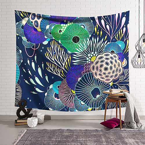 

Wall Tapestry Art Decor Blanket Curtain Hanging Home Bedroom Living Room Decoration Polyester Retro Tropical Leaves Colorful Lotus