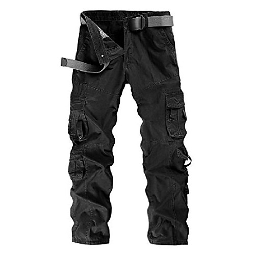 

men's cargo trousers cotton work trousers waistband trousers outdoor leisure trousers multiple pockets cargo trousers - size 36m - black