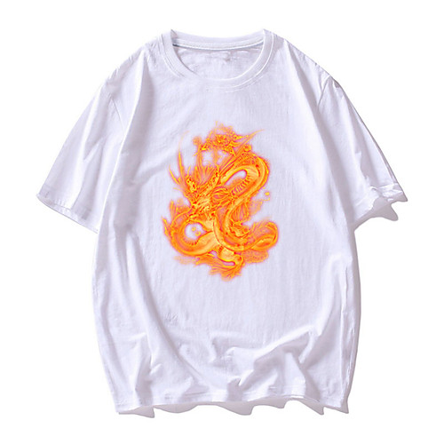 

Men's T shirt Other Prints Graphic Animal Print Short Sleeve Daily Tops Basic Casual White Black Red