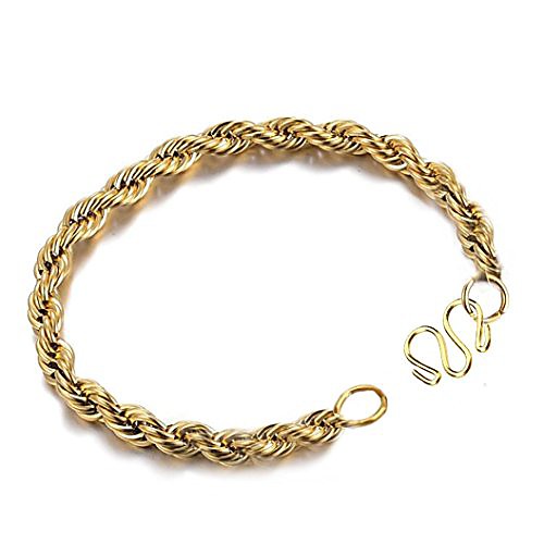 

Mens 18k Gold Stainless Steel Curb Chain Link Bracelet (Gold, Gold-Plated-Stainless-Steel)