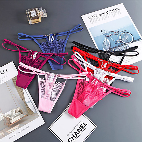 

Women's 1 Piece Lace / Hole G-strings & Thongs Panties - Normal Low Waist White Black Red One-Size