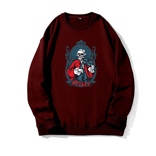 

Men's Pullover Sweatshirt Graphic Skull Print Round Neck Daily Weekend 3D Print Casual Hoodies Sweatshirts Long Sleeve Wine Red Black Khaki