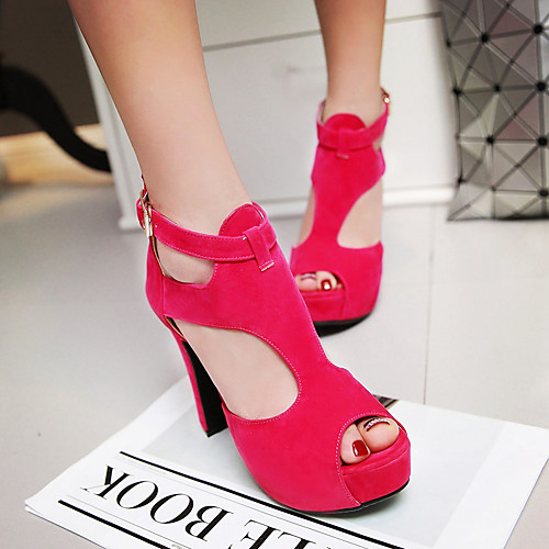 

Women's Sandals High Heel Open Toe Block Heel Sandals Sexy Classic Preppy Daily Office & Career PU Solid Colored Black Fuchsia