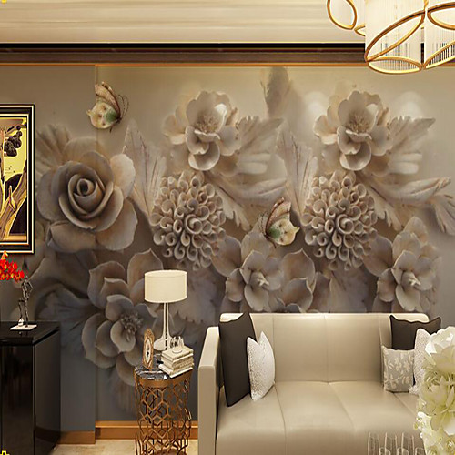 

Art Deco 3D Floral Botanical Home Decoration Modern Wall Covering, Vinylal Material Self adhesive Wallpaper Mural Wall Cloth, Room Wallcovering