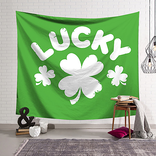 

Saint Patrick's Day Wall Tapestry Art Decor Blanket Curtain Hanging Home Bedroom Living Room Decoration Polyester Lucky clover