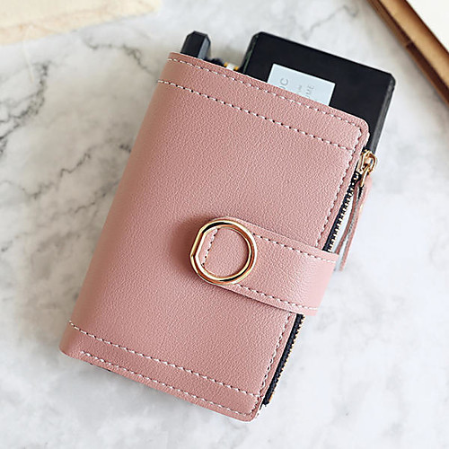 

women ring buckle simple zipper wallet purse card holder