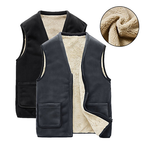 

Men's Hiking Vest / Gilet Fishing Vest Hiking Fleece Jacket Winter Outdoor Lightweight Windproof Breathable Quick Dry Vest / Gilet Top Fleece Fishing Climbing Camping / Hiking / Caving Black Dark Gray