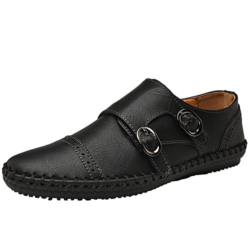 

Men's Oxfords Casual Daily Walking Shoes Leather Shock Absorbing Wear Proof Light Brown Dark Brown Black Fall Spring