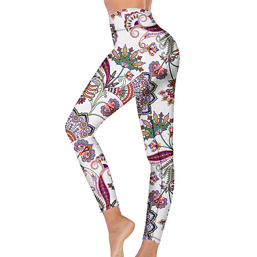 

21Grams Women's High Waist Yoga Pants Cropped Leggings Tummy Control Butt Lift Breathable White Fitness Gym Workout Running Winter Sports Activewear High Elasticity