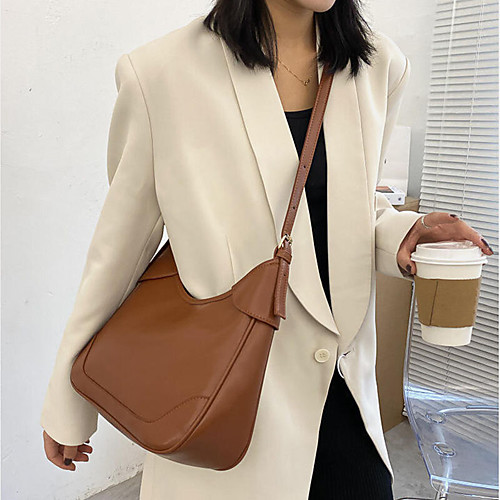 

women faux leather large capacity retro casual brief shoulder bag crossbody bag