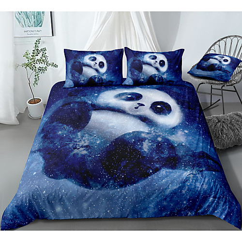 

animal series panda print 3-piece duvet cover set hotel bedding sets comforter cover with soft lightweight microfiber, include 1 duvet cover, 2 pillowcases for double/queen/king(1 pillowcase for