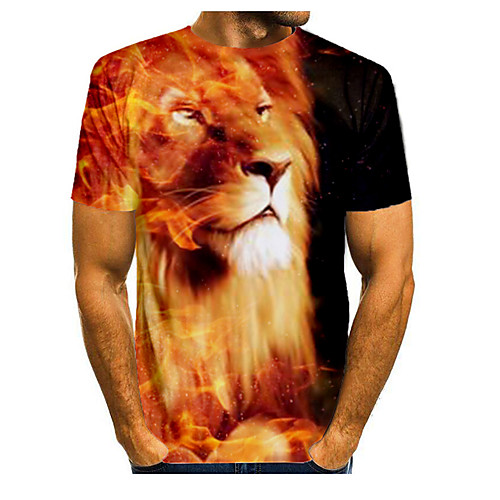 

Men's T shirt 3D Print Graphic 3D Animal Print Short Sleeve Casual Tops Simple Classic Orange
