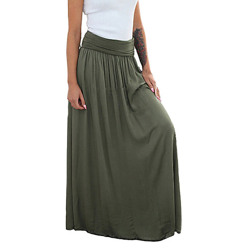 

Women's Daily Wear Skirts Solid Colored Black Green