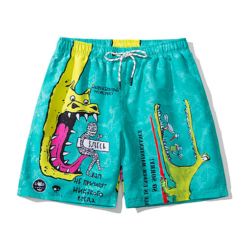 

Men's Swim Trunks Board Shorts Swimsuit Print Animal Green Swimwear Bathing Suits Casual Sports