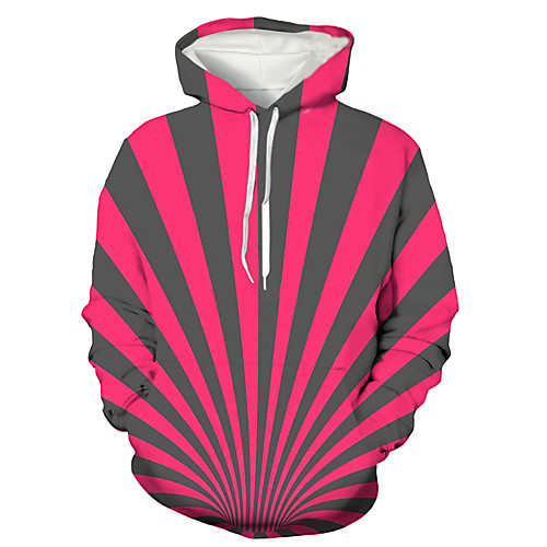 

Men's Pullover Hoodie Sweatshirt Striped 3D Print Daily Holiday 3D Print 3D Print Hoodies Sweatshirts Red