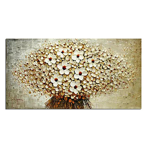 

Oil Painting Hand Painted Vertical Abstract Floral / Botanical Modern Stretched Canvas