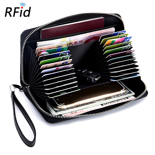 

anti-theft rfid blocking genuine leather card holder