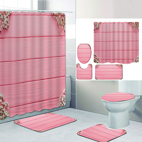 

Bathroom Shower Curtain & Mat Set Modern Polyester New Design