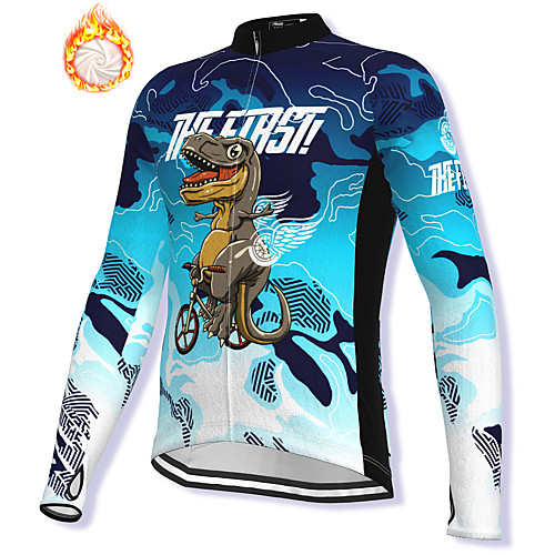 

21Grams Men's Long Sleeve Cycling Jacket Winter Fleece Spandex Blue Dinosaur Bike Jacket Mountain Bike MTB Road Bike Cycling Fleece Lining Warm Sports Clothing Apparel / Stretchy / Athleisure