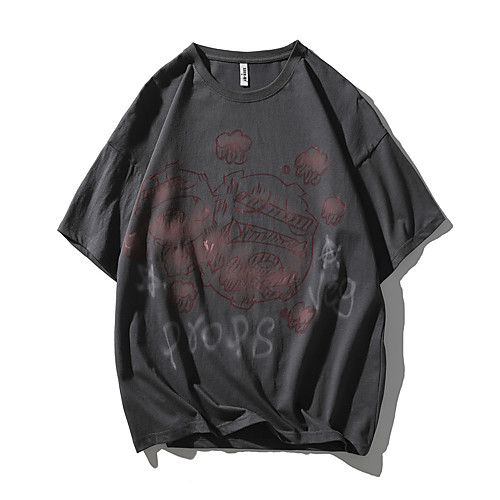 

Men's T shirt Other Prints Graphic Prints Graffiti Print Short Sleeve Daily Tops 100% Cotton Casual Beach White Black