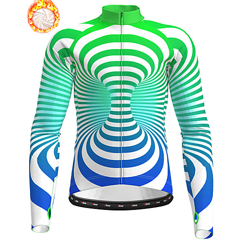 

21Grams Men's Long Sleeve Cycling Jersey Winter Fleece Red Green Stripes Bike Jersey Top Mountain Bike MTB Road Bike Cycling Fleece Lining Warm Quick Dry Sports Clothing Apparel / Stretchy