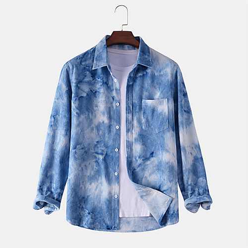 

Men's Shirt Other Prints Graphic Button-Down Print Long Sleeve Daily Tops Casual Blue