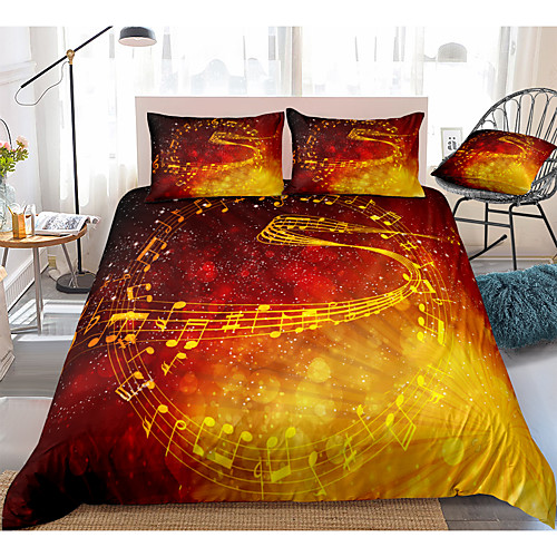 

Note Print 3-Piece Duvet Cover Set Hotel Bedding Sets Comforter Cover with Soft Lightweight Microfiber, Include 1 Duvet Cover, 2 Pillowcases for Double/Queen/King(1 Pillowcase for Twin/Single)